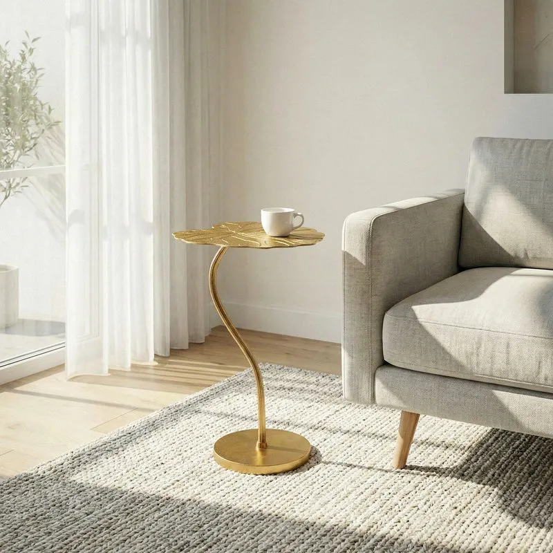 Beistelltisch Blatt-Design Gold 40x38 cm aus Aluminium, Loungetisch