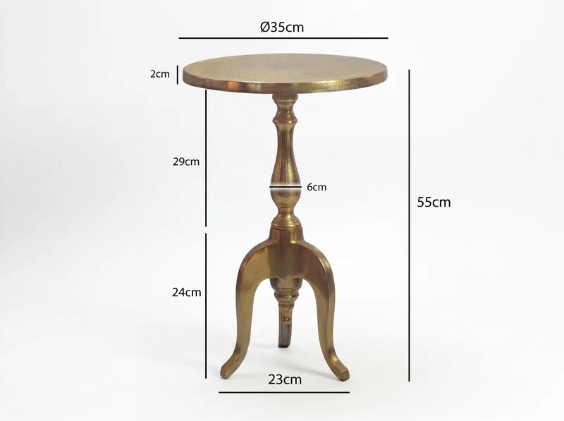 Beistelltisch Aluminium Gold, rund, 35 cm, Loungetisch von Wohnling