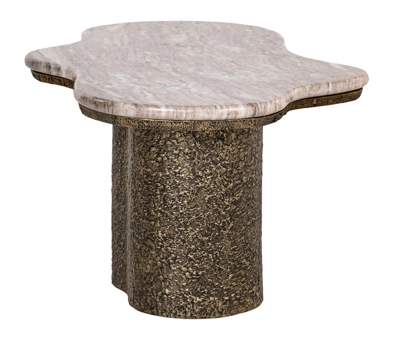 Couchtisch Abandos brass antique – Marmor & Aluminium, 131x74 cm