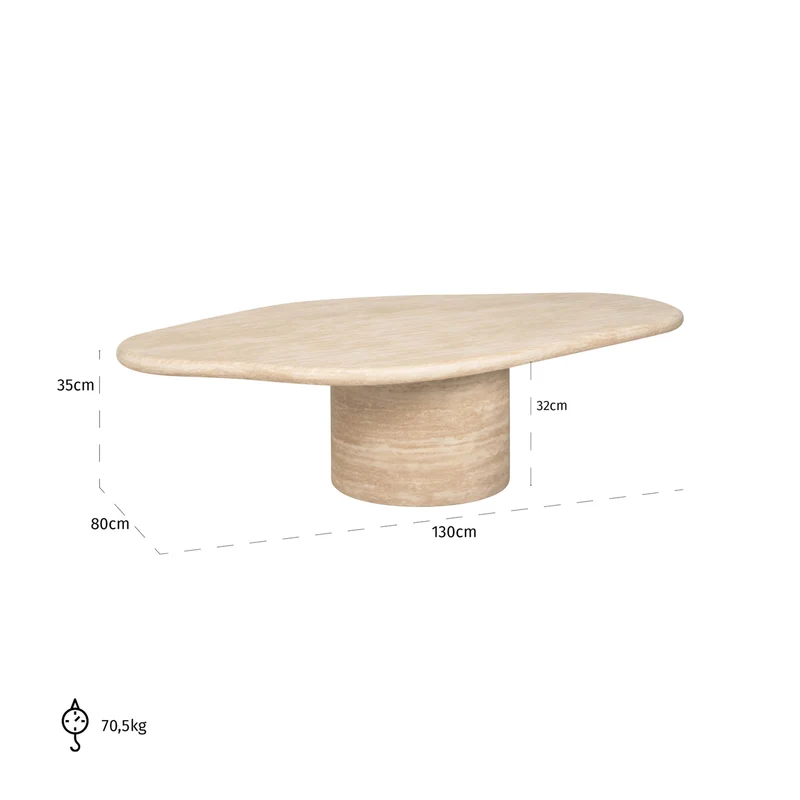 Richmond Couchtisch Fictus 130 cm Beige Faux-Travertin-Optik