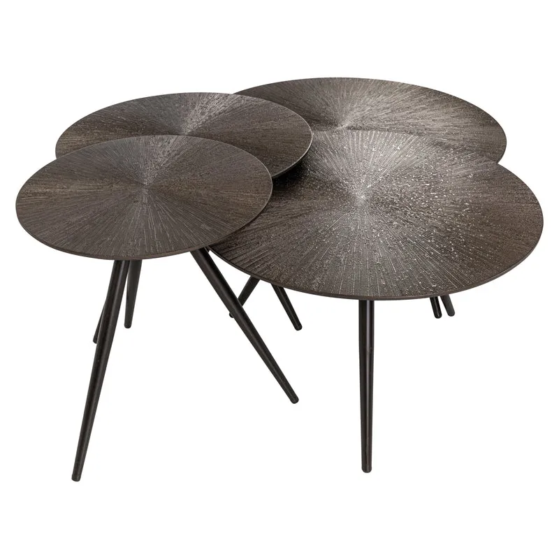 Couchtisch Quadra 4er-Set Brunzae – MDF & Metall, Nesting-Design