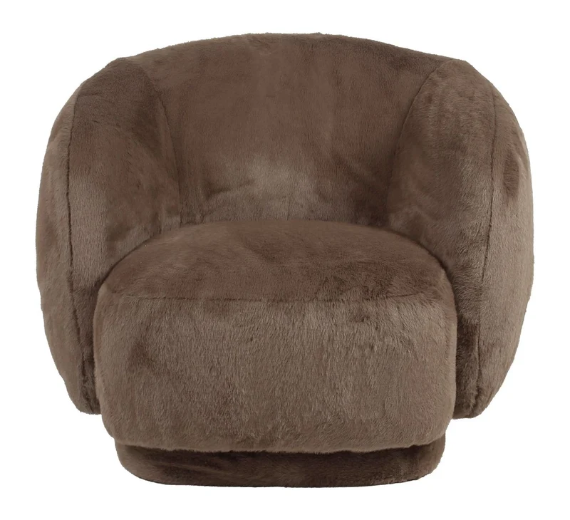 Lounge Stuhl Negreslo Fluffy Braun – drehbarer Sessel mit Plüschbezug