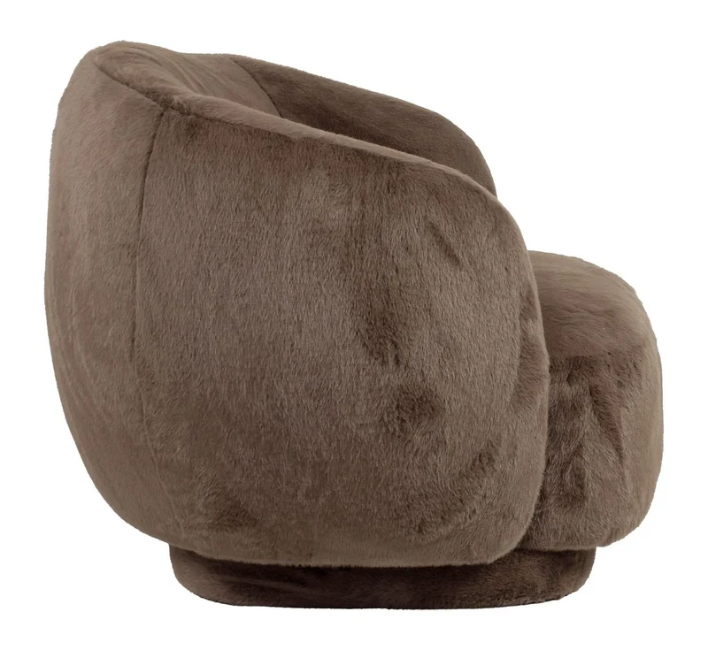 Lounge Stuhl Negreslo Fluffy Braun – drehbarer Sessel mit Plüschbezug
