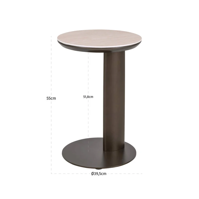 Sofabeistelltisch Ritz braun – Richmond Travertin-Optik, Metallgestell