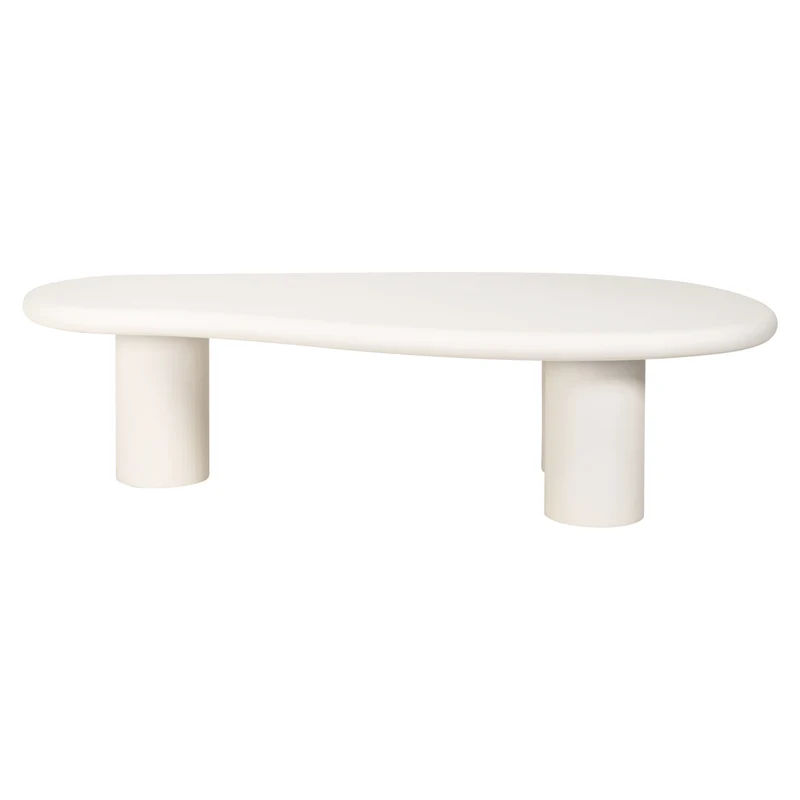 Couchtisch Bloomstone weiß mit organischem Design, 160x80 cm
