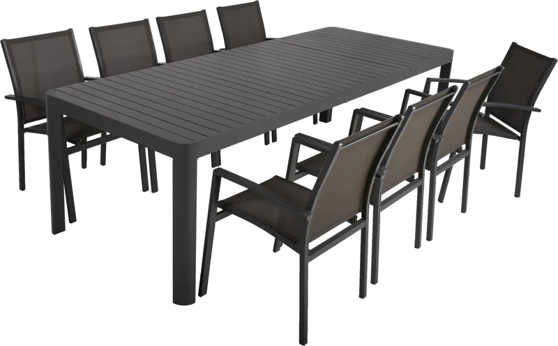 Garten Ausziehtisch Tischgruppe AMIRA 9-tlg. mit 8 x Stuhl ELENA
