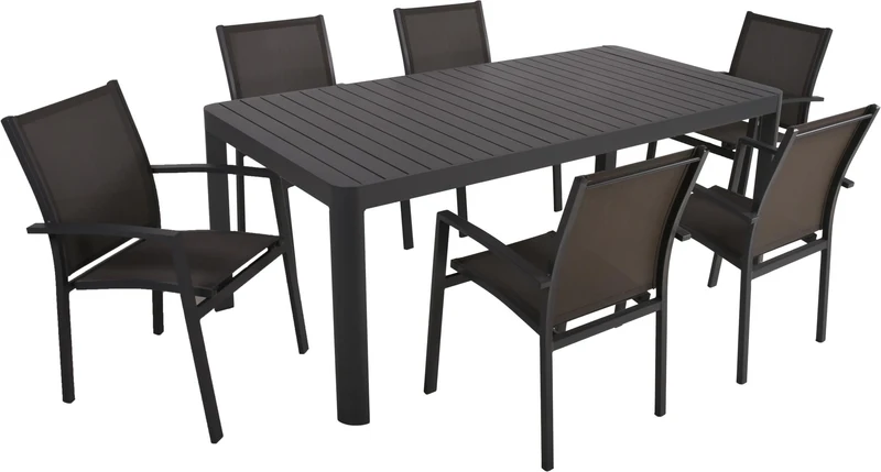 Garten Ausziehtisch Tischgruppe AMIRA 7-tlg. mit 6 x Stuhl ELENA