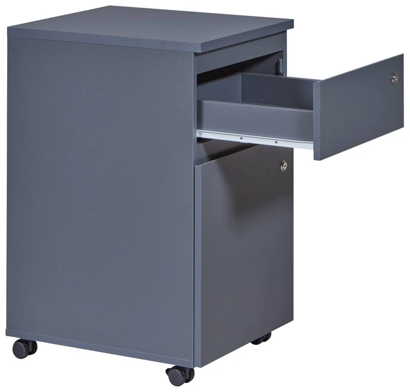 Rollcontainer FILE GUARD Schublade Tür abschließbar Grau von Interlink
