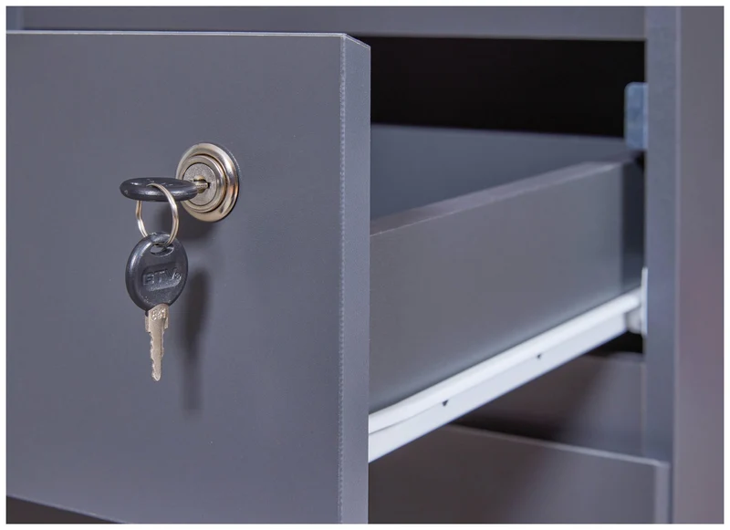Rollcontainer FILE GUARD Schublade Tür abschließbar Grau von Interlink