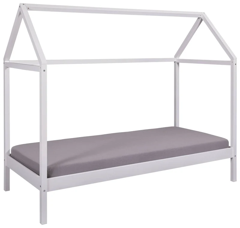 Kinderbett SUN ROAD 90 x 200 weiß Pfostenbett Himmelbett Kiefer massiv
