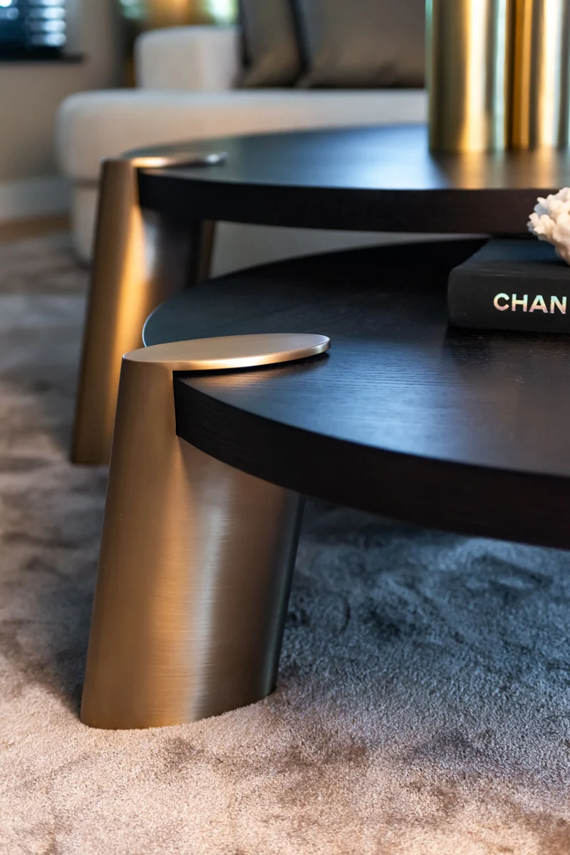 Couchtisch Alexander Jones Brody charcoal, 2er-Set mit Goldakzenten