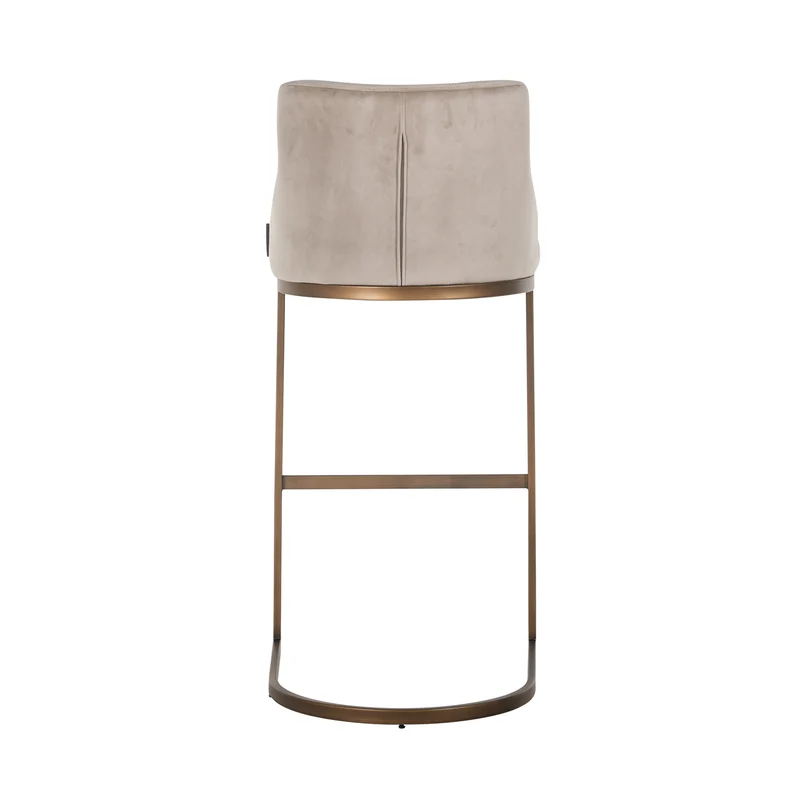 Barhocker Bolton khaki Samtvelours im 2er-Set, goldenes Gestell