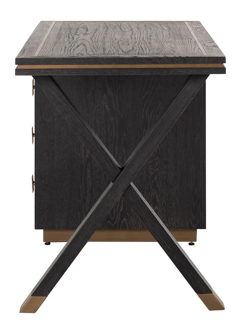 Schreibtisch Hunter Eichenfurnier black rustic mit 3 Schubladen