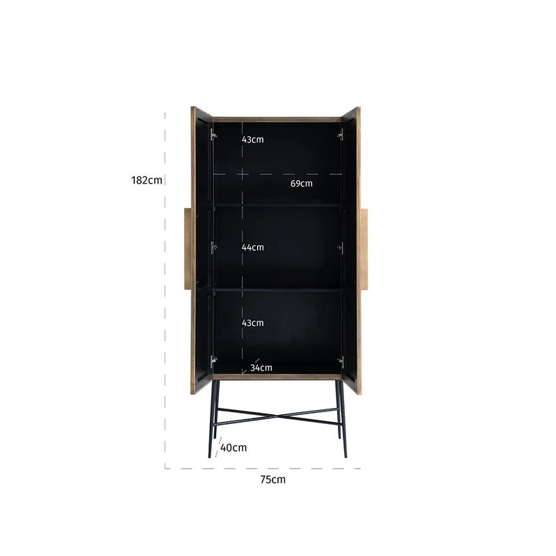 Schrank Ironville gold – zweitüriger Wandschrank im Mid-Century-Stil