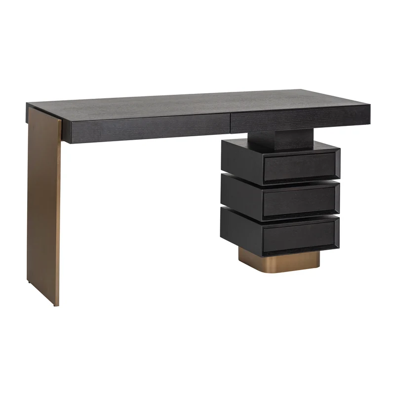 Schreibtisch Alexander Jones Charcoal mit Goldakzenten, 140 cm