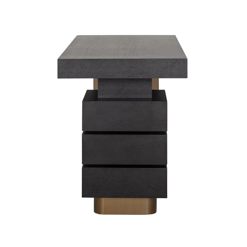 Schreibtisch Alexander Jones Charcoal mit Goldakzenten, 140 cm