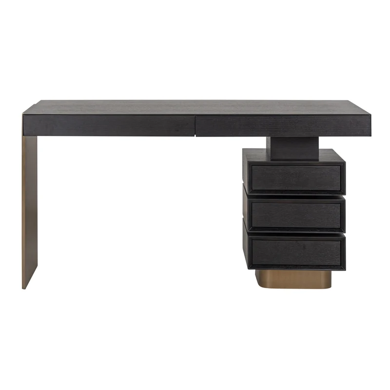 Schreibtisch Alexander Jones Charcoal mit Goldakzenten, 140 cm