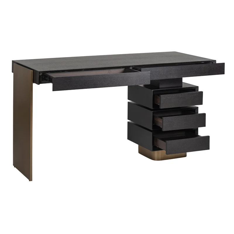 Schreibtisch Alexander Jones Charcoal mit Goldakzenten, 140 cm