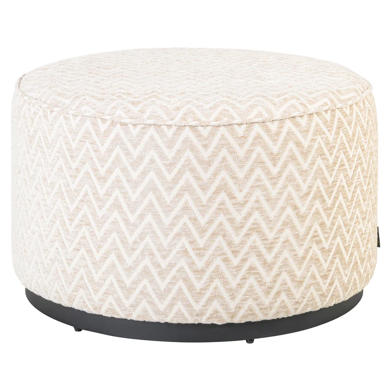 Richmond Hocker Lexie beige Chevron Ø70 cm – runder Pouf