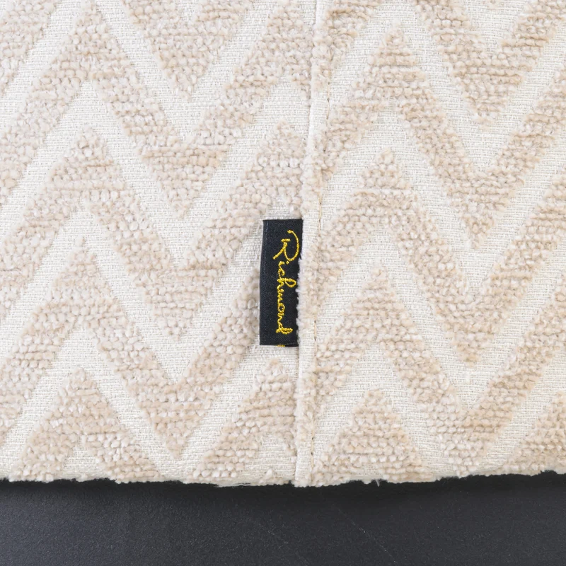 Richmond Hocker Lexie beige Chevron Ø70 cm – runder Pouf
