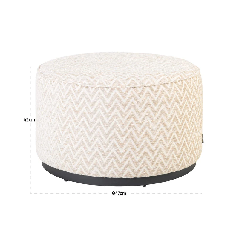 Richmond Hocker Lexie beige Chevron Ø70 cm – runder Pouf