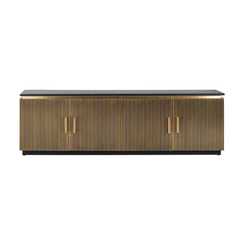 TV-Schrank Ironville gold – Mid-Century Design mit Marmorplatte