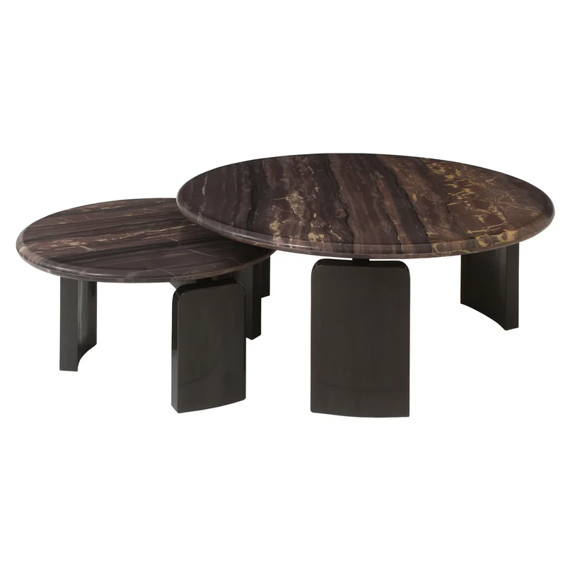 Couchtisch Menton burgundy im 2er-Set, Marmor & Messing, Richmond