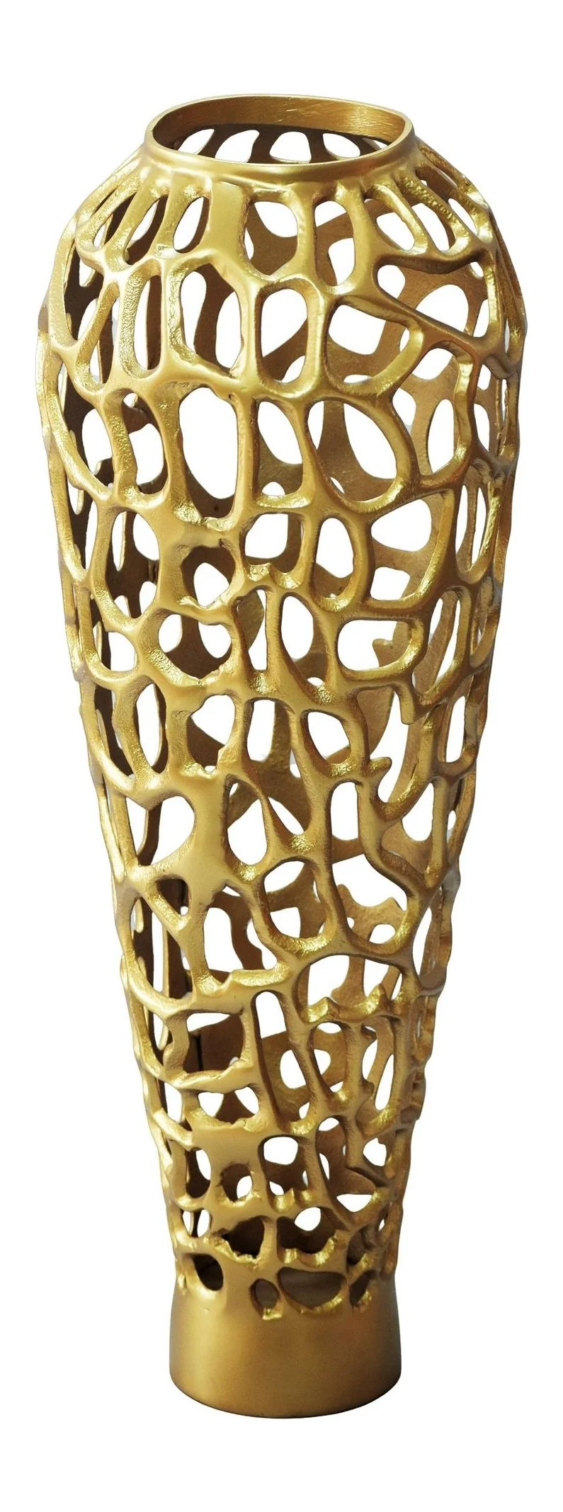 Bodenvase Aluminium Gold 85 cm, XXL Standvase handmade fürs Wohnzimmer
