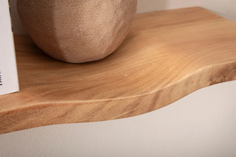 Wandregal Akazie 60 cm Wellendesign, Hängeregal aus Massivholz