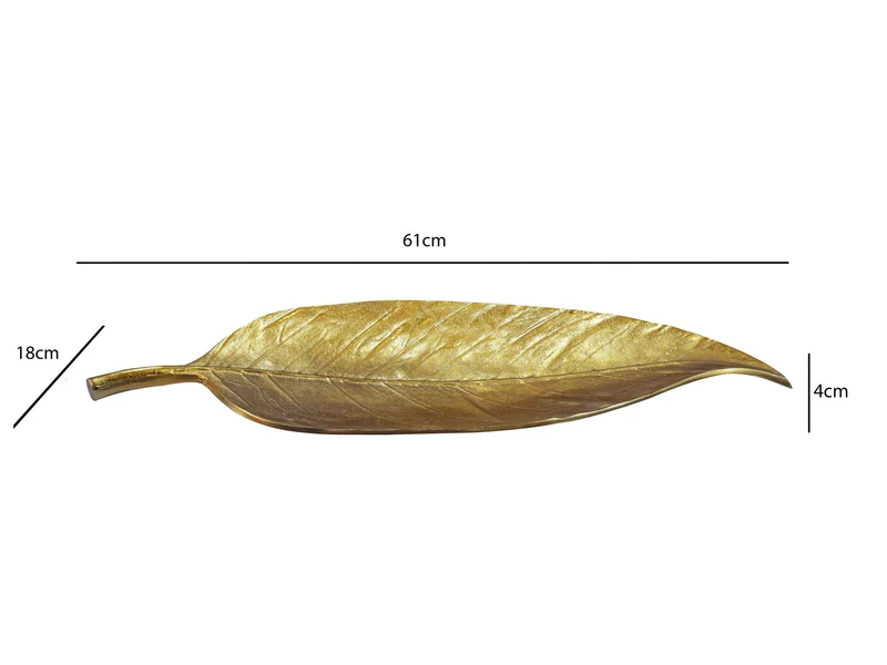 Dekoschale Blatt Wohnling Gold, 61 cm Aluminium für Wohnzimmer & Flur