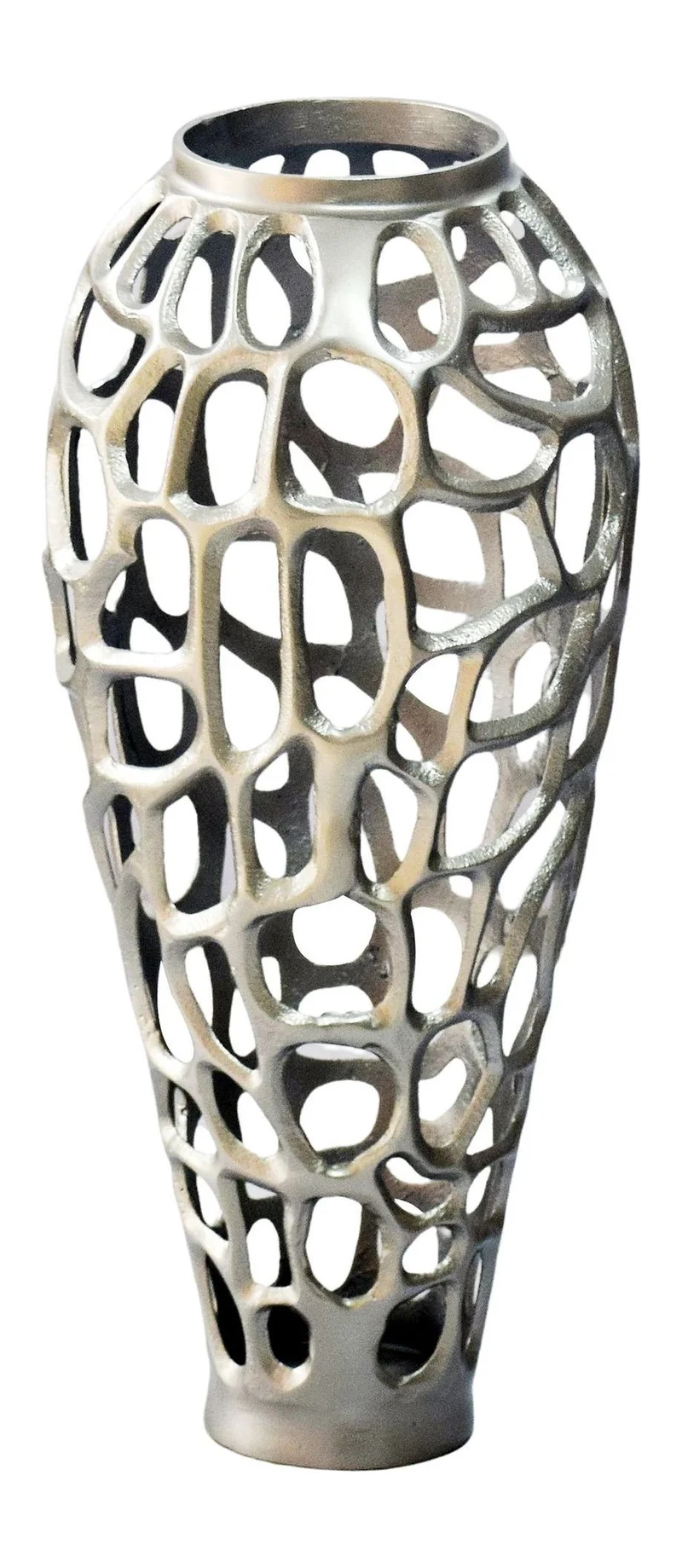 Bodenvase Aluminium 45 cm Silber im Handmade-Design von Wohnling