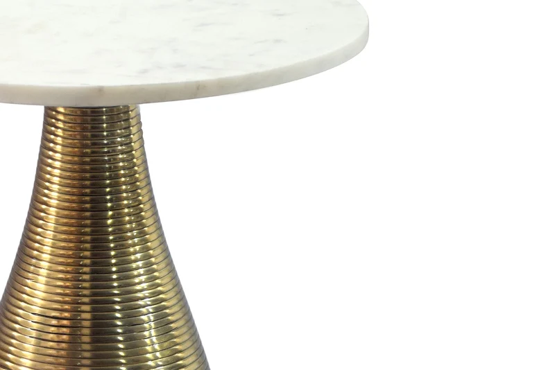 Beistelltisch Marmor Weiß mit goldenem Metallgestell, Ø40 cm