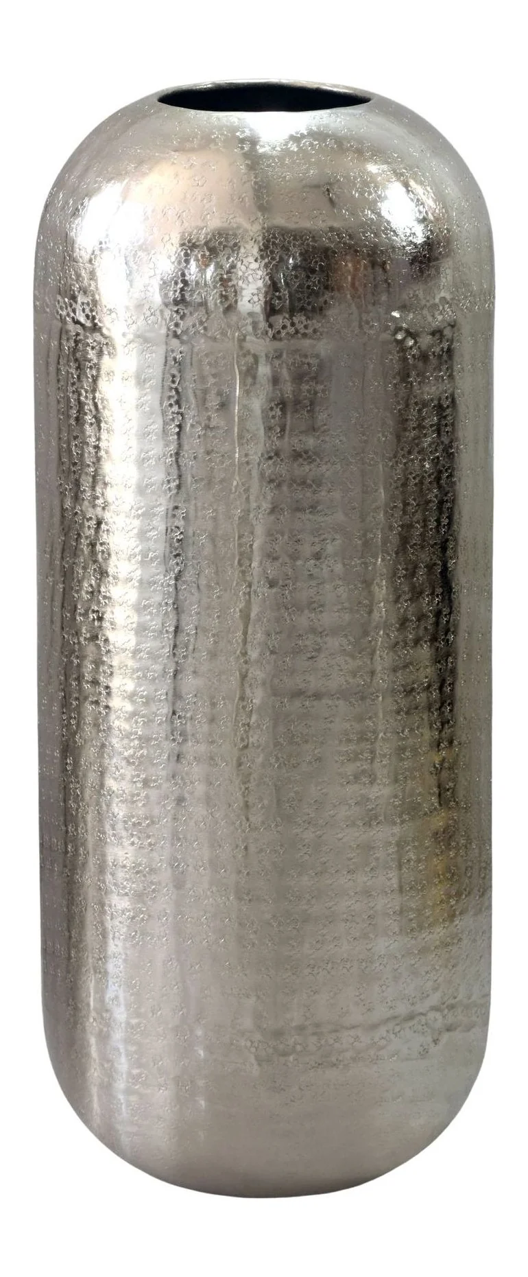 Bodenvase Aluminium 75 cm in Silber – XXL Standvase für Wohnzimmer