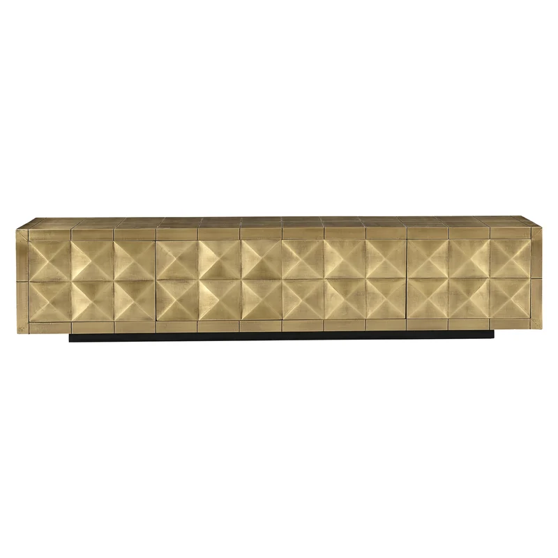 TV-Schrank Collada brushed gold mit Pyramidenmuster, 220 cm