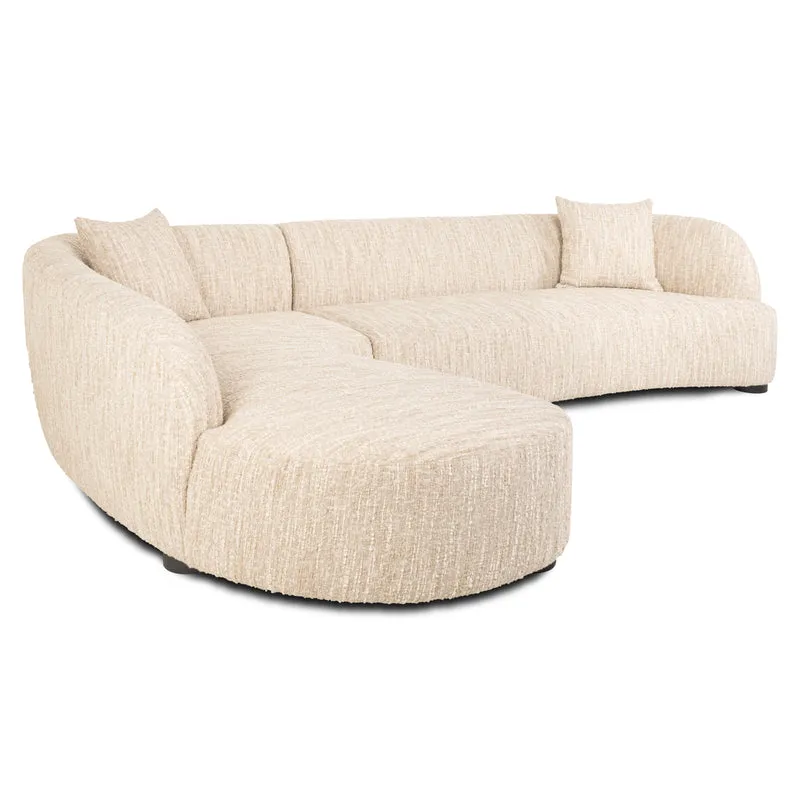 Sofa Pandora Lounge Left in Beige Angora – Skulpturales XXL-Loungesofa