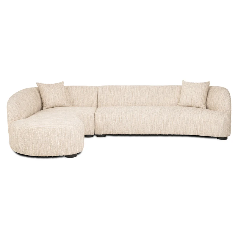 Sofa Pandora Lounge Left in Beige Angora – Skulpturales XXL-Loungesofa