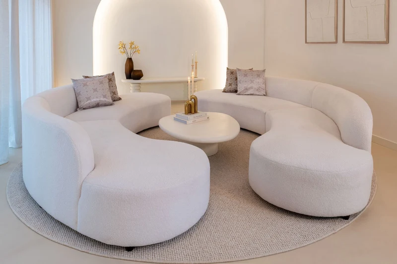 Couchtisch Bloomstone White 110x90 cm mit Plaster-Finish