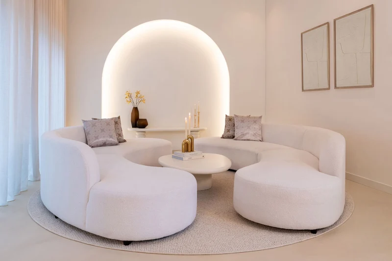 Couchtisch Bloomstone White 110x90 cm mit Plaster-Finish
