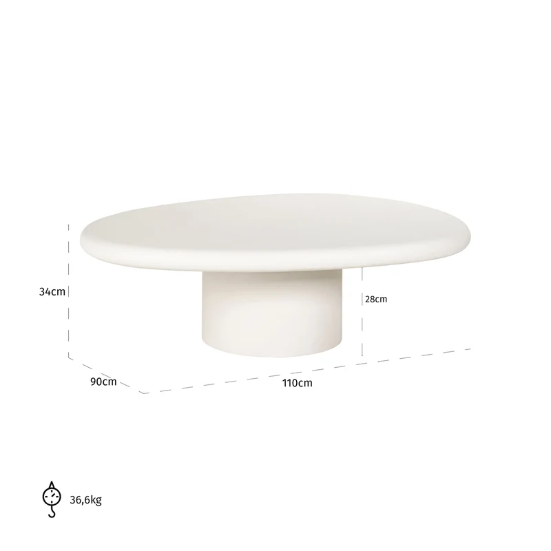 Couchtisch Bloomstone White 110x90 cm mit Plaster-Finish