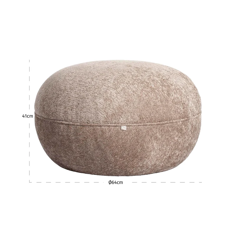 Hocker & Fußbank Jace Sand – Pouf mit Kiefernrahmen, 64x64 cm
