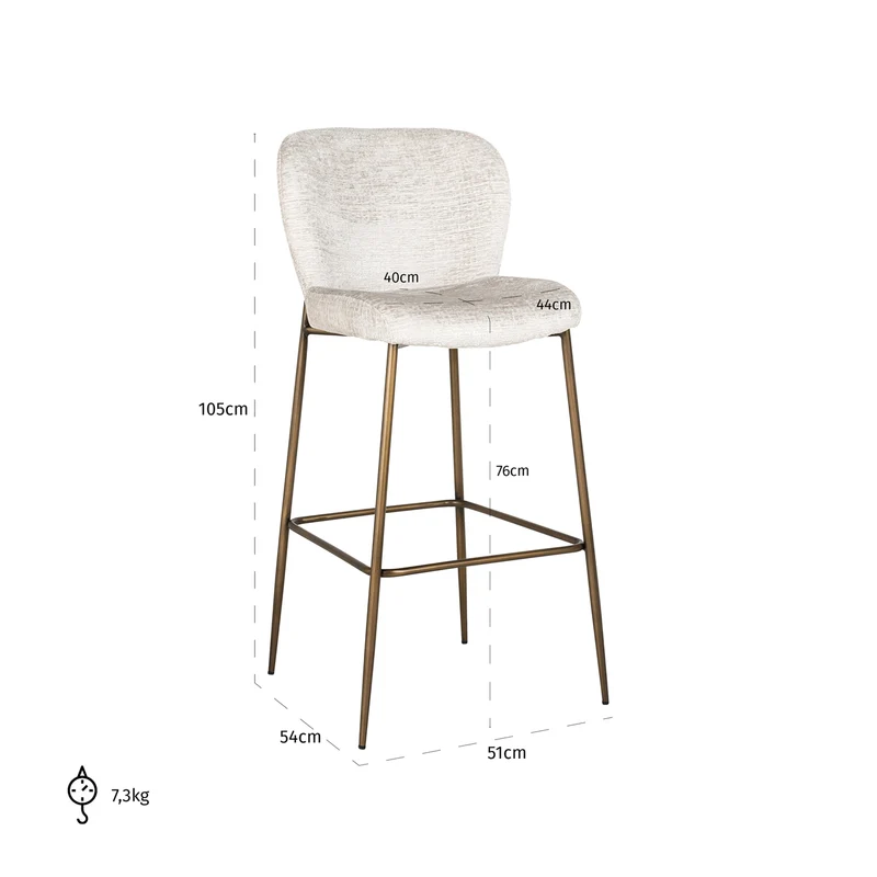 Barhocker Darby Cream Fusion – gepolstert mit Metallgestell