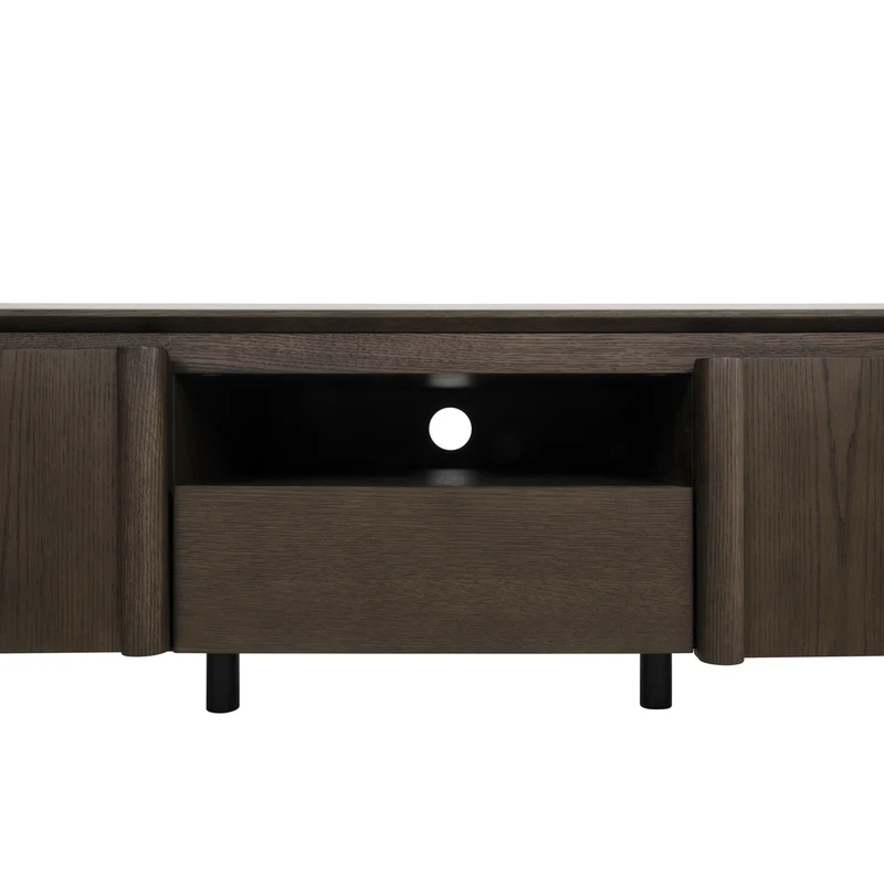 TV-Schrank Langford in Braun, Eichenfurnier & Keramikplatte, 220 cm