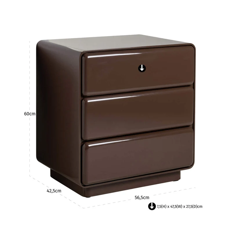 Nachttisch Demy Chestnut – Schlafzimmer-Nachtschrank aus MDF
