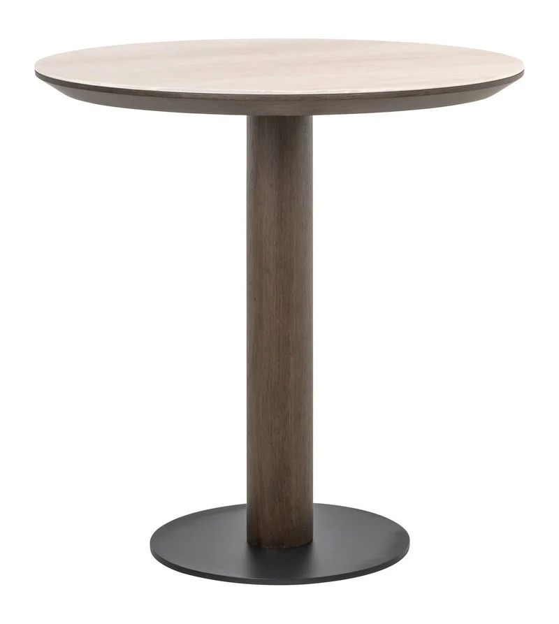 Richmond Bistro-Tisch Ritz rund 75 cm Travertin-Keramik Eichenfurnier
