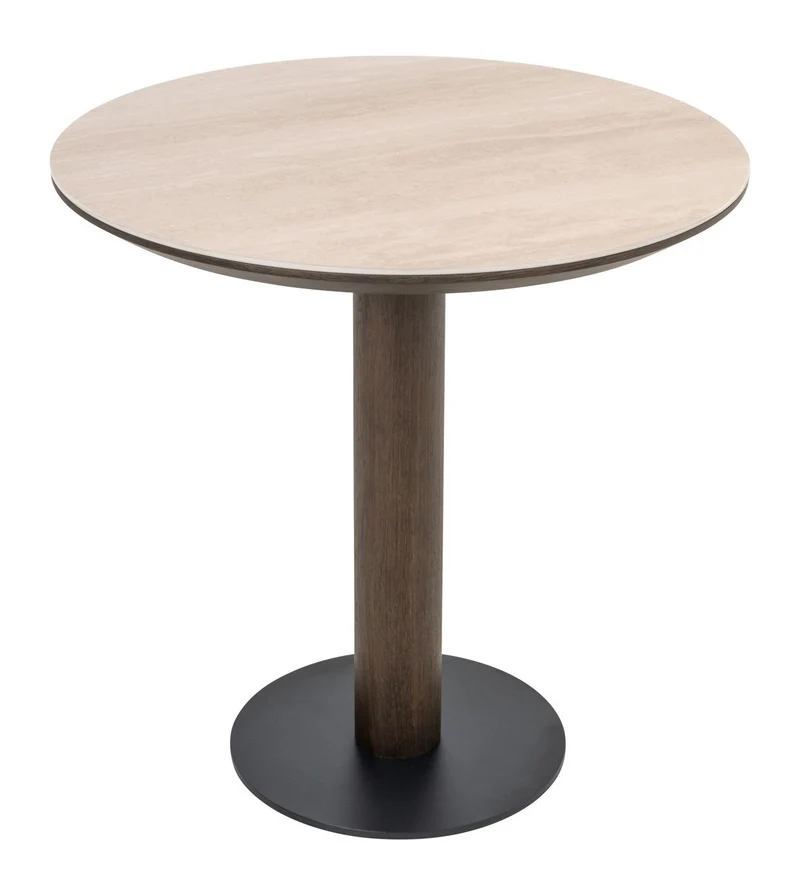 Richmond Bistro-Tisch Ritz rund 75 cm Travertin-Keramik Eichenfurnier