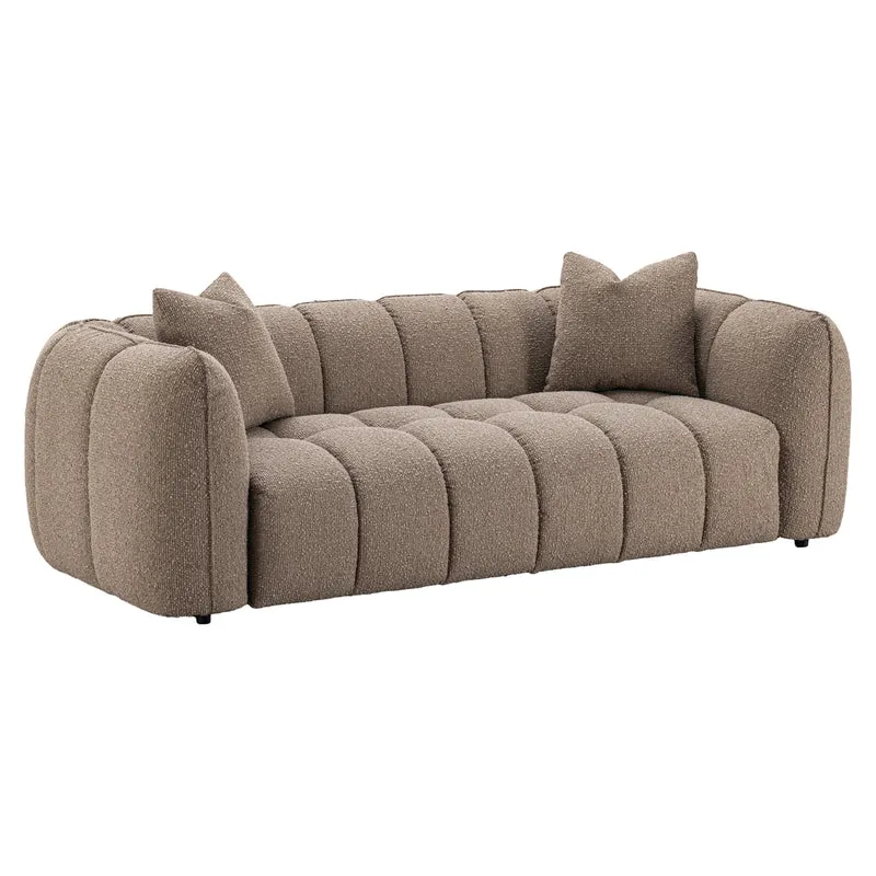 Sofa Hogan 3-Sitzer Mocca Chunky – schwer entflammbar, Steppnähte
