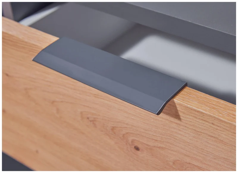 Regal Kommode PEPETO 2 Türen 2 Schubladen Optik: Grau / Artisan Eiche