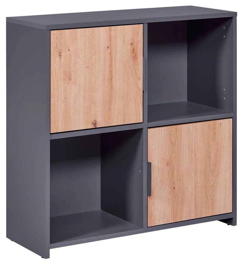 Regal Bücherregal PEPETO 2T mit 2 Türen Optik: Grau / Artisan Eiche