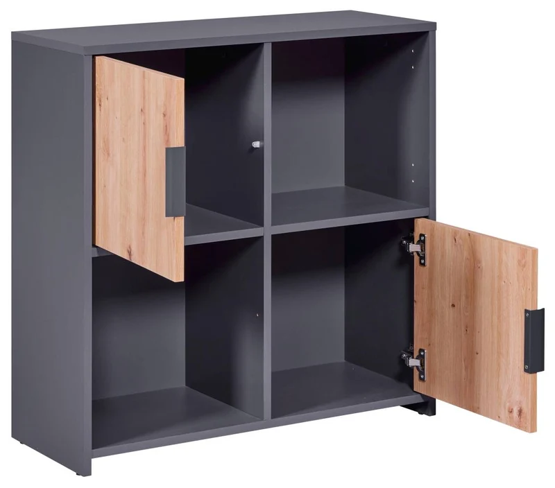 Regal Bücherregal PEPETO 2T mit 2 Türen Optik: Grau / Artisan Eiche