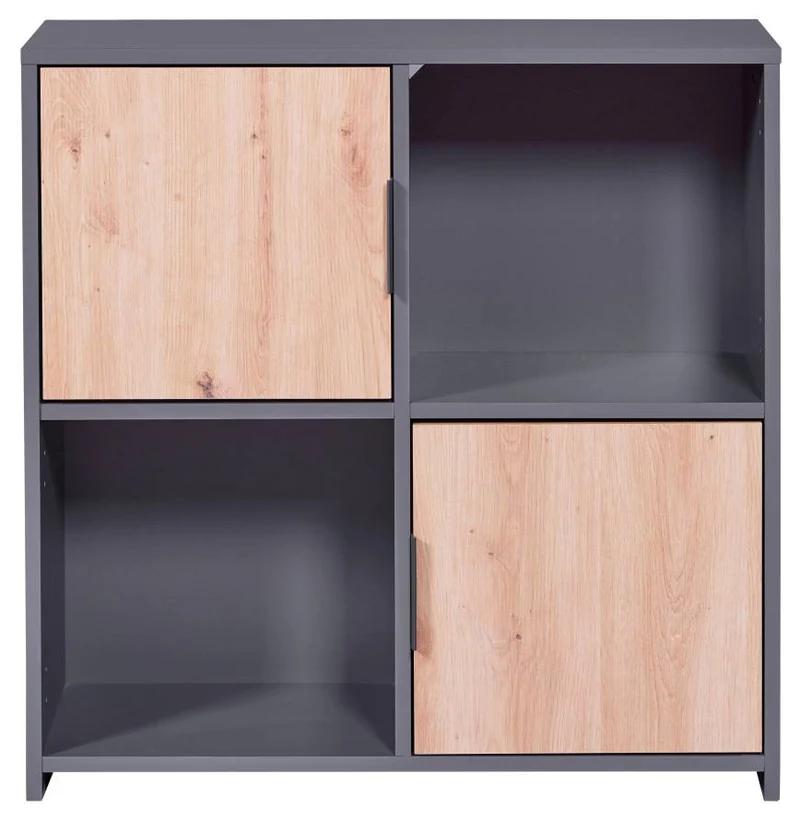 Regal Bücherregal PEPETO 2T mit 2 Türen Optik: Grau / Artisan Eiche